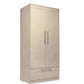 Cream cashmere wardrobe, two doors, long handles, lower drawer