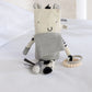 Plush zebra activity toy with striped body and fabric face, with ring teether