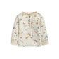 Cream pajama top with button front and rodeo animal print, long sleeves