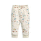 Cream pajama pants with elastic waist and rodeo animal print, cuffed ankles