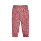 Pink floral pyjama pants with elastic waist and ankle cuffs