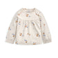 Berry print pyjama top, cream long sleeves with round neckline and gathered cuffs