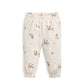 Berry print pyjama bottoms in cream with elastic waist and cuffed hems