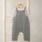 Baby bodysuit and dungarees set: light gray bodysuit, woodland print; gray overalls