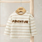 Kids cream striped long-sleeve t-shirt with brown Adventure word graphic