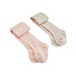 Ribbed tights 2-pack in blush pink and beige, folded pairs, soft knit