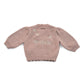 Back pink knit cardigan with embroidered name Annabelle and daisy accents