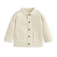 Ivory collared knitted cardigan with center button placket and two chest pockets