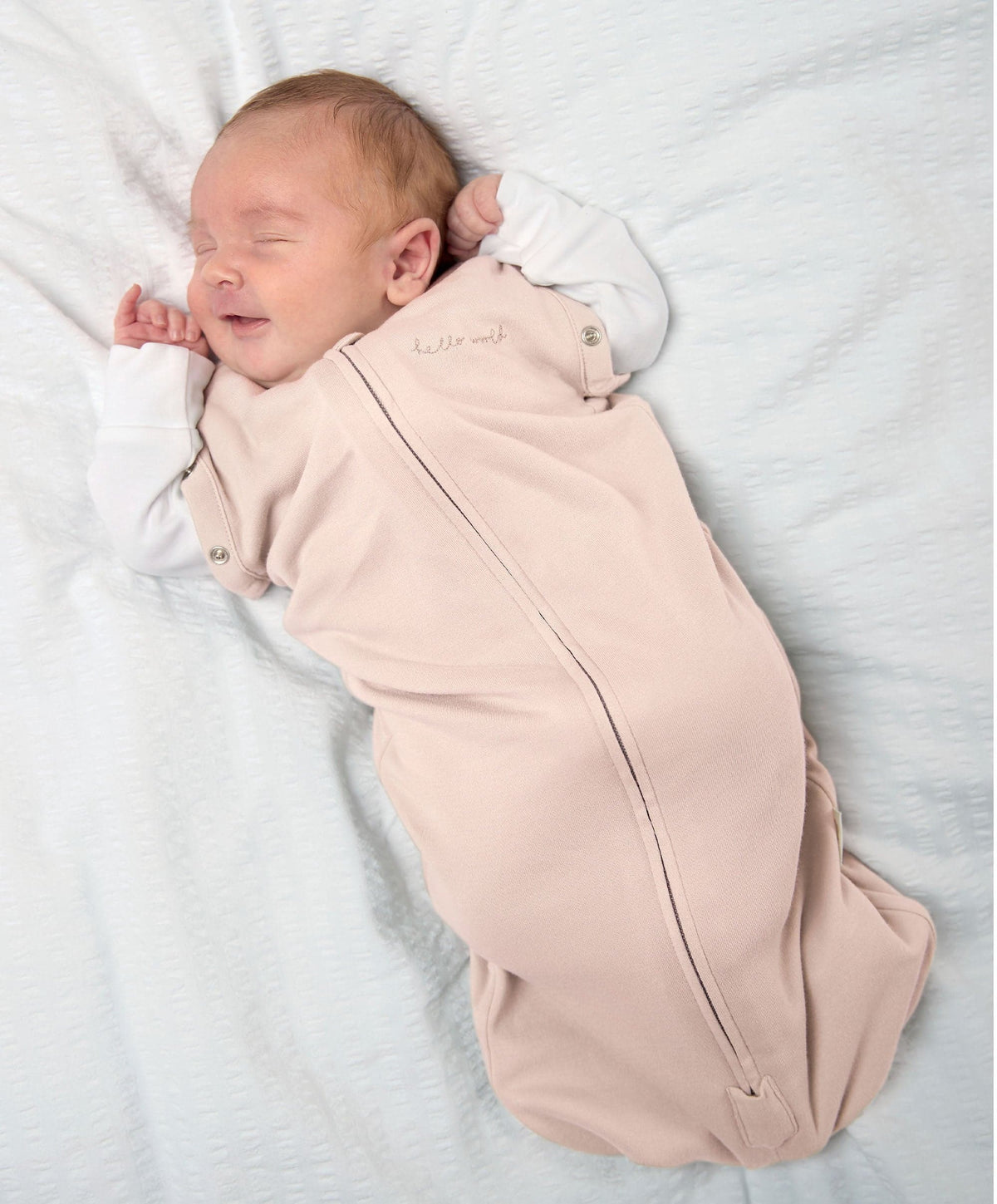 Pink swaddle sleeping bag with zip front, newborn