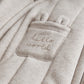 Jersey pramsuit with stitched chest patch, hood, and long sleeves, light gray