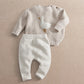 2-piece duck legging set with knitted cream sweater and matching pants