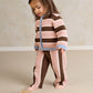 Kids striped cardigan and knitted wide-leg trousers set, pink brown, blue cuffs