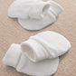 White scratch mittens with ribbed cuffs, pack of two