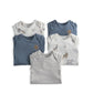 Baby safari bodysuits set: blue and white animal-print plus gray-and-white striped bodysuits