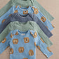 Pack of 5 lion-print baby bodysuits, long-sleeve: mint, light blue, navy