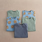 Pack of 5 lion-print baby bodysuits, assorted colors: mint, light blue, navy