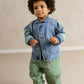 Kids green cord trousers with elastic waist, relaxed fit and cuffed hems