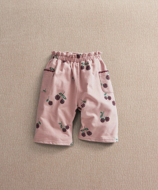 Pink joggers with elastic waistband and all-over bramble berry print