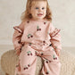 Bramble sweatshirt in light pink with berry print and ruffled cuffs