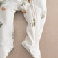 White acorn & leaf print zip-front all-in-one with footed legs