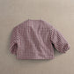 Red gingham jacket back view with balloon sleeves and gathered cuffs