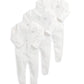 White long-sleeve sleepsuits set of three with snap-button front