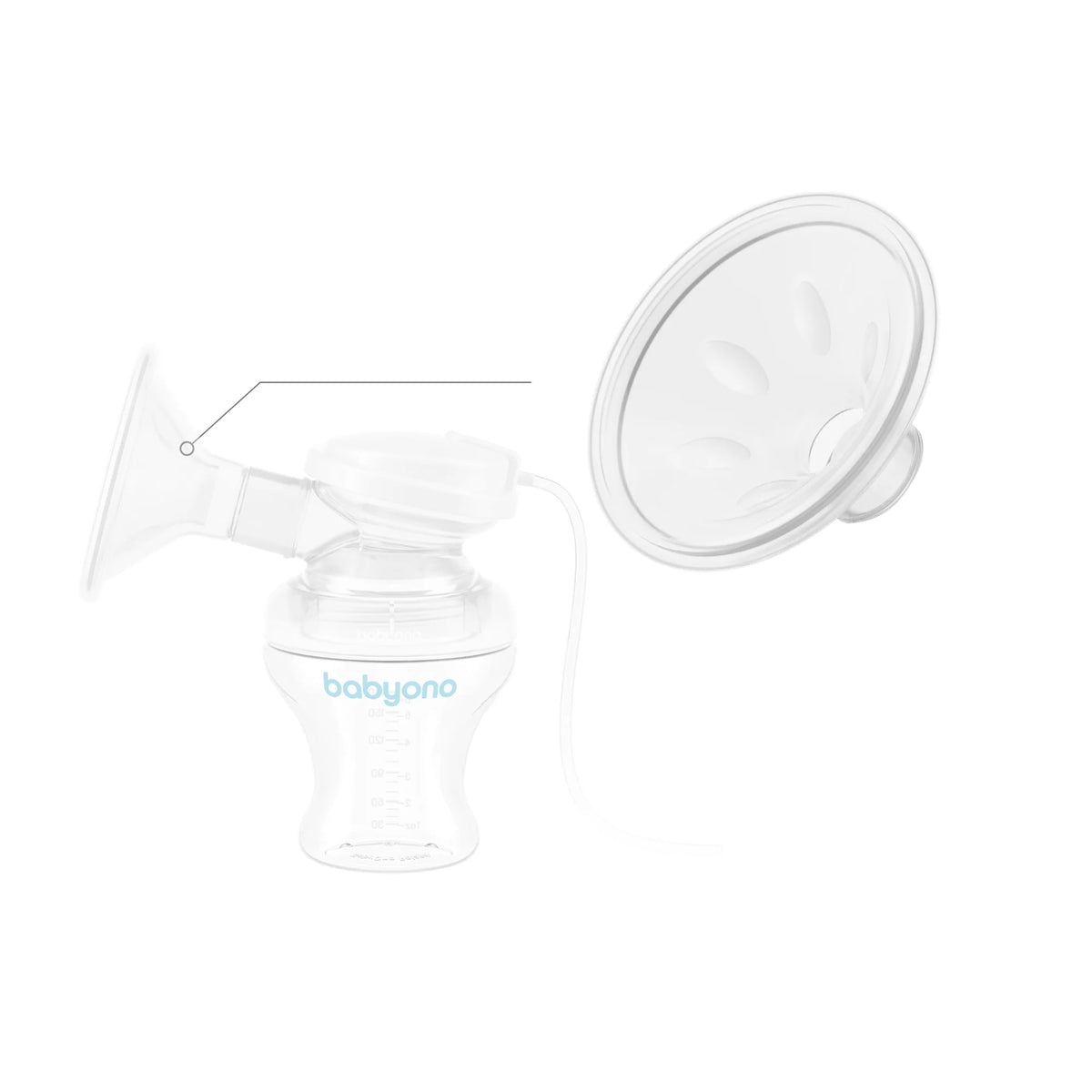 Breast pump funnel with silicone insert and breast milk collection bottle
