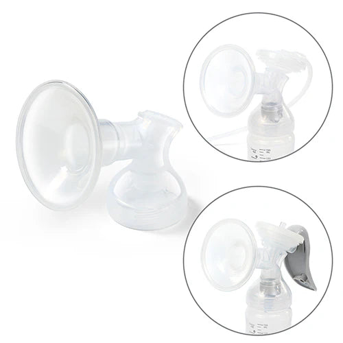 Breast pump funnel with silicone parts kit, white flange and connector pieces