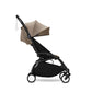 Yoyo³ stroller with beige canopy and seat, black frame and four-wheel base