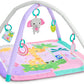 Colorful foldaway baby activity gym mat with padded arch and hanging plush toy