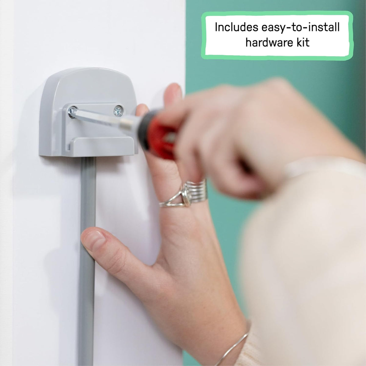 Retractable baby gate wall-mount bracket with latch and retractable mesh hardware