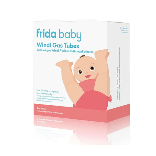 Frida baby Windi gas tubes box with baby illustration and tube product graphic