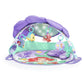Baby activity gym with purple canopy, ocean print mat, hanging sea-creature toys