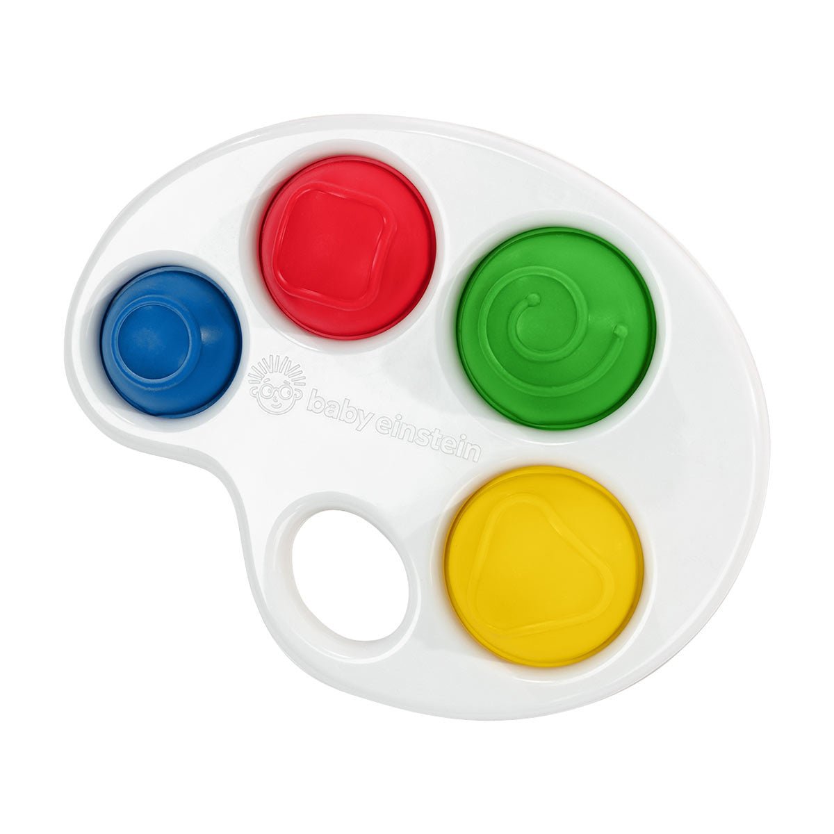 Sensory toy color pop palette with red, blue, green, and yellow button pads