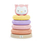 Folding sensory pyramid toy with stacked pads and cute face on top