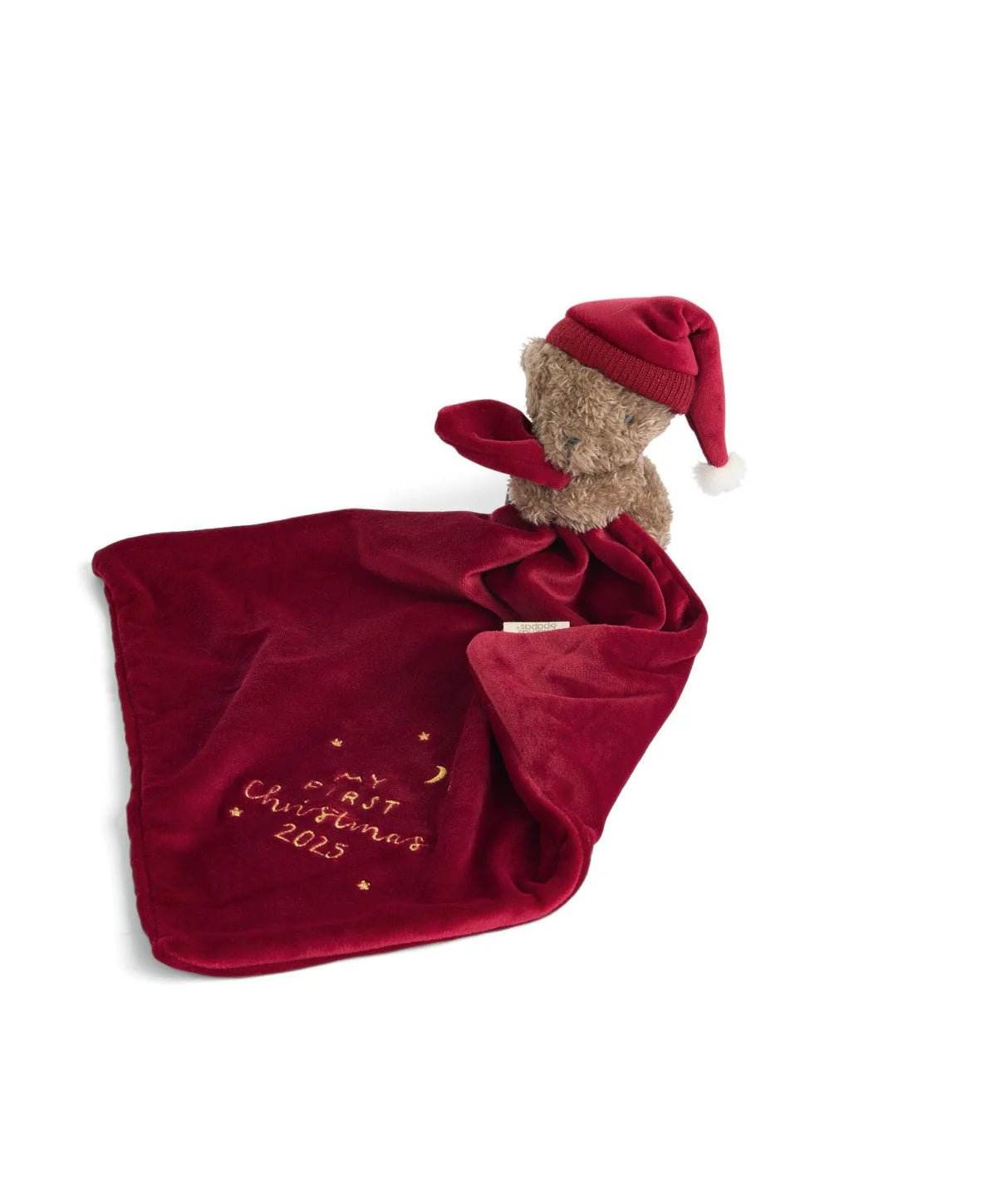 Red teddy bear comforter with plush bear head and embroidered 2025