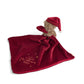 Red teddy bear comforter with plush bear and embroidered 2025 text