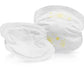Disposable nursing pads, white with yellow floral print, two pads shown