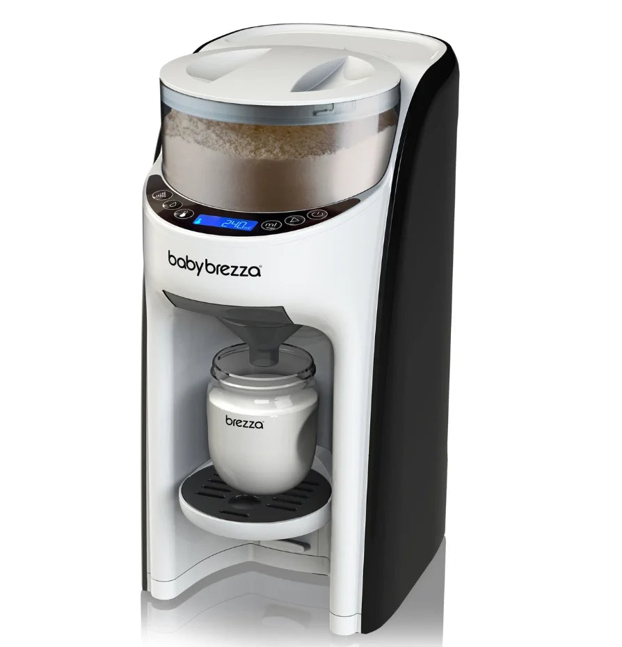 White formula dispenser with top tank and internal mixing chamber
