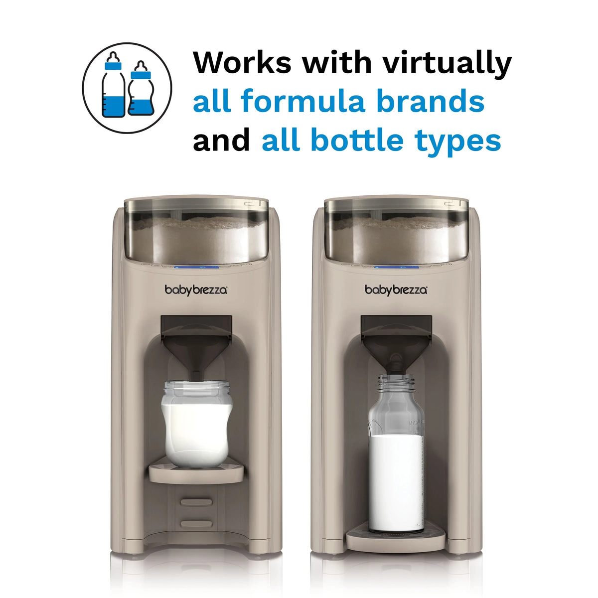 White formula milk powder dispenser with clear top and pour funnel