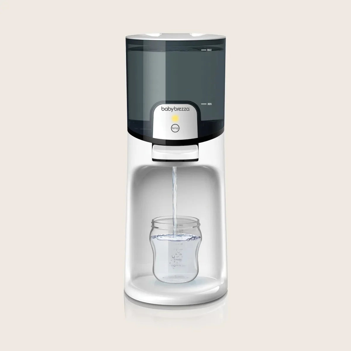 White instant warm water dispenser with clear water tank and dispensing spout