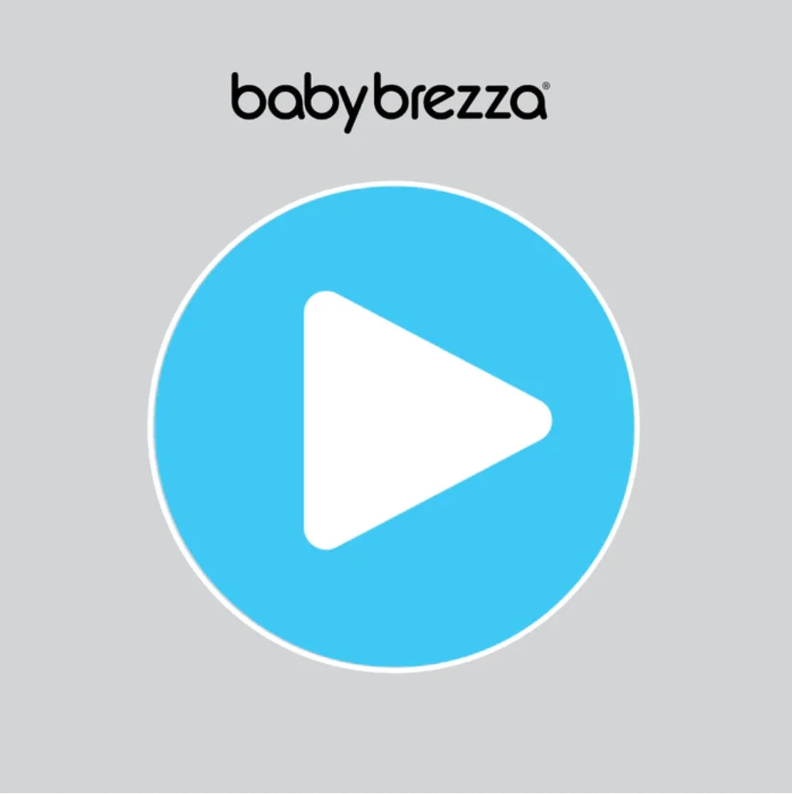 Baby Brezza product video logo with play button