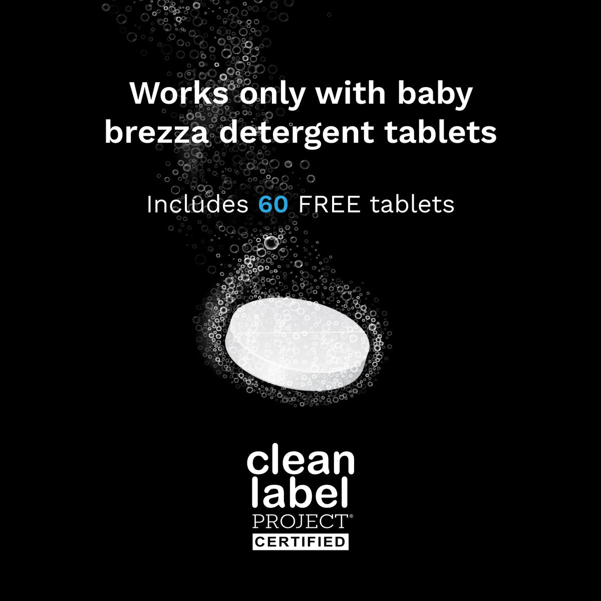 Clean tablet detergent certified label graphic