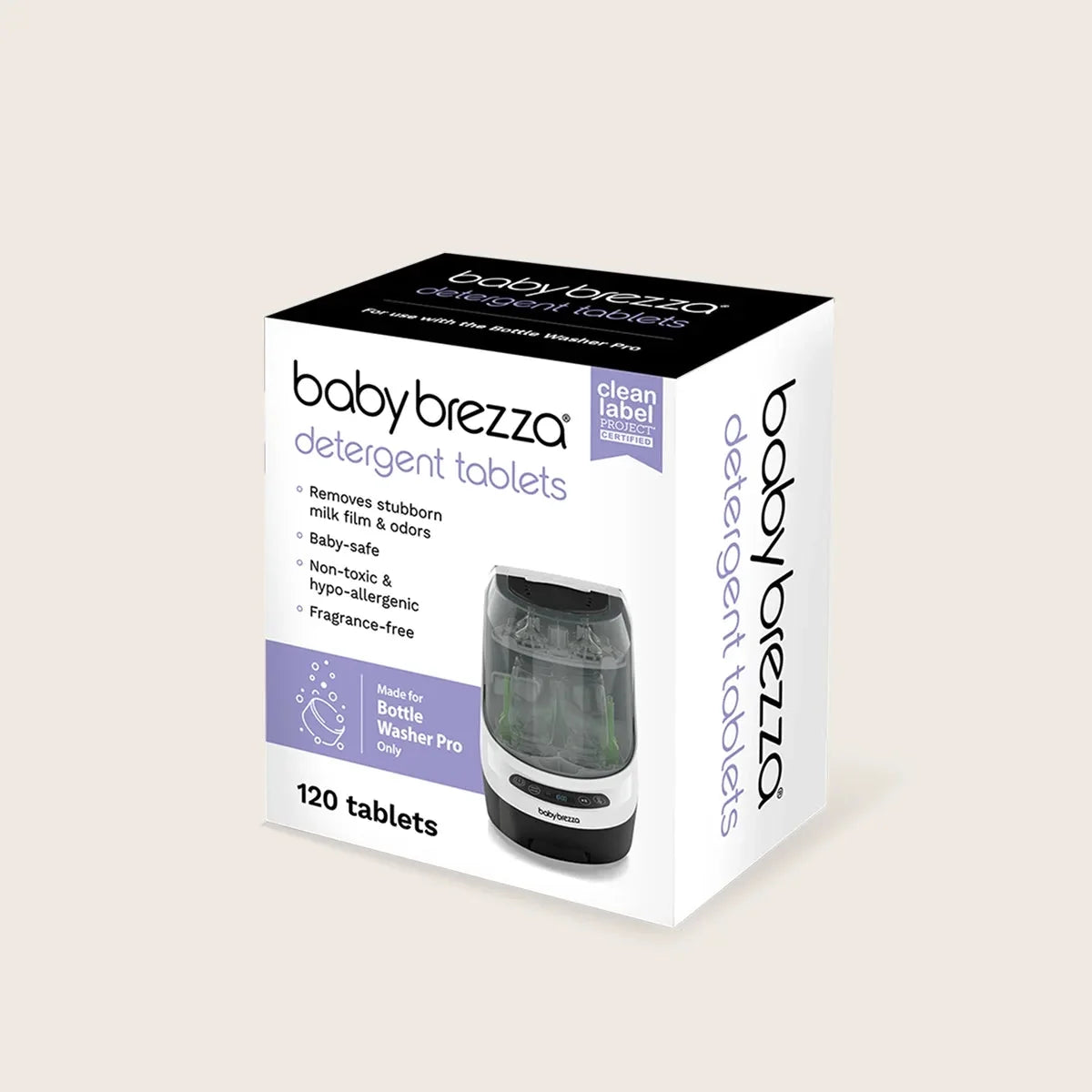 Bottle Washer Pro detergent tablets box, 120 count by babybrezza.