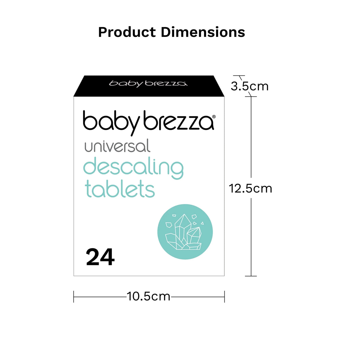 babybrezza universal descaling tablets box with product dimensions