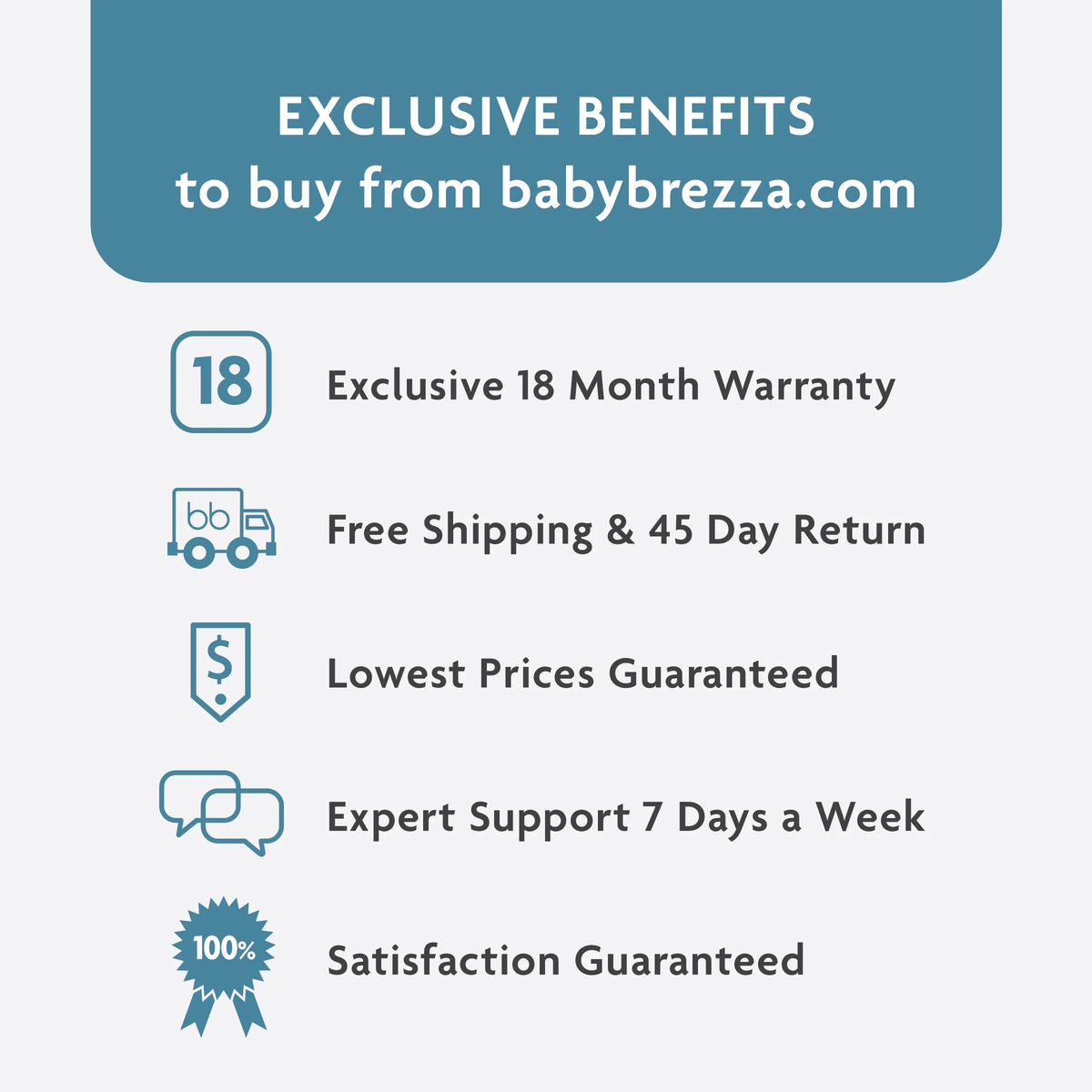 Warranty and benefits graphic for a baby formula dispenser purchase