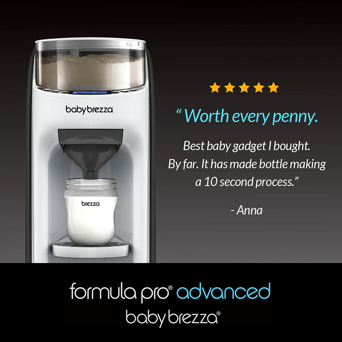 White formula pro advanced countertop dispenser with refill hopper and front tank