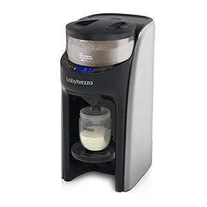 Black babybrezza formula dispenser with front funnel and bottle chamber