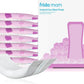 Postpartum ice maxi pads, white with purple printed patterns, 2-in-1 packaging