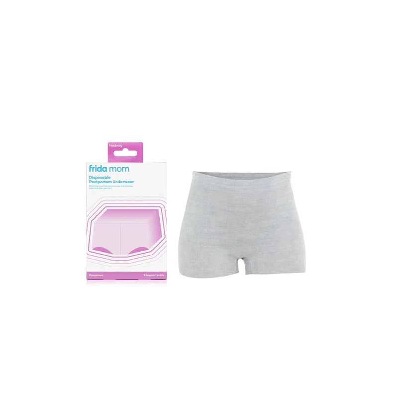 Disposable postpartum boyshort underwear, gray heather, with retail box